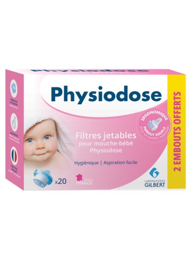 Physiodose 20 Disposable Filters for Baby Nose Blower + 2 Tips Offered - Image 1